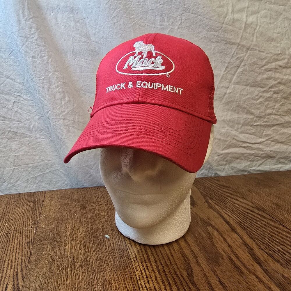 Vintage Mack Truck & Equipment Red Logo Snapback Trucker Hat Cap VGUC
